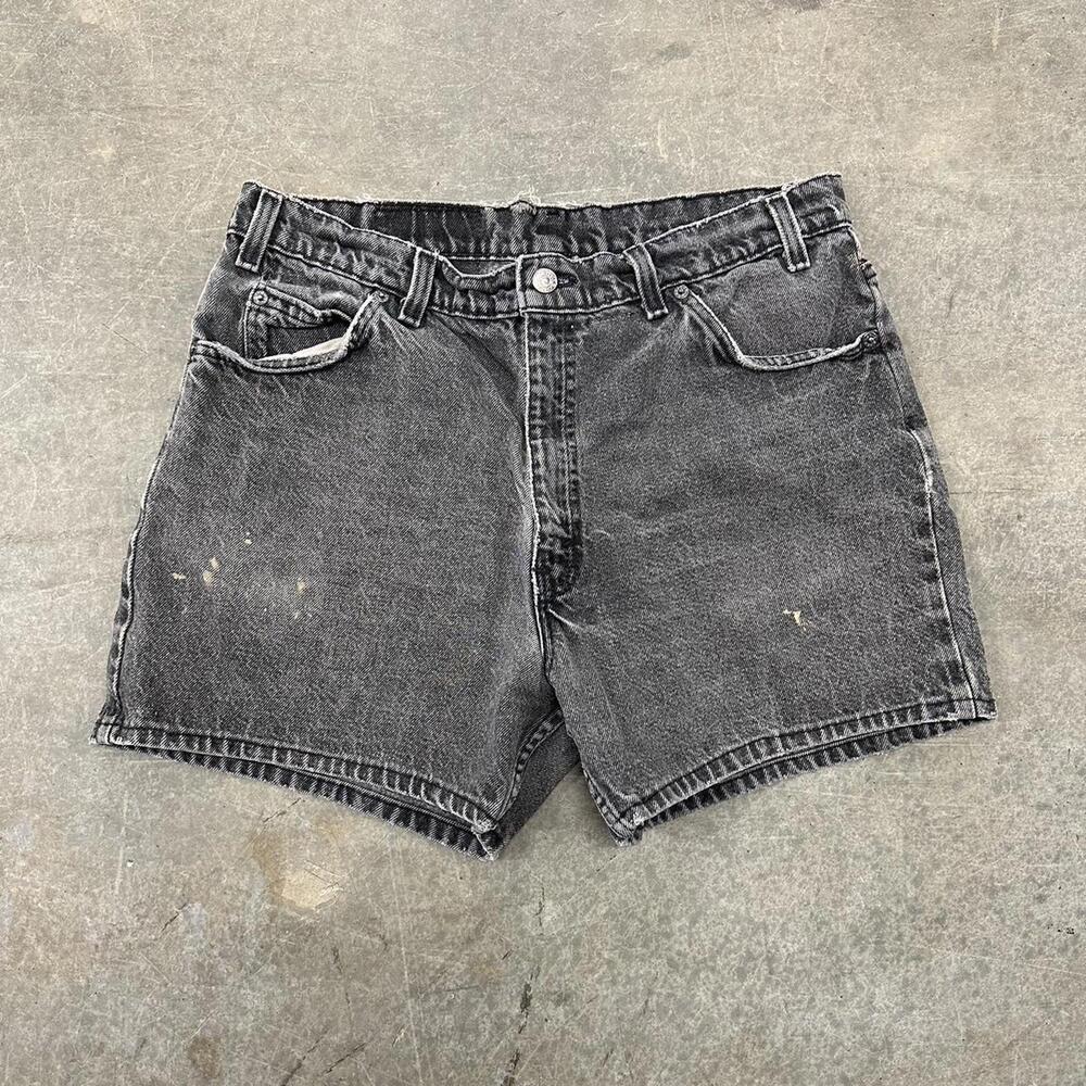 Vintage 80s Levi’s Orange Tab Light Wash Black Jorts Size 34